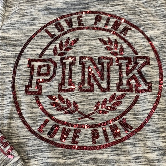 Victoria’a Secret PINK Gray Red Sequins XS Hoodie - Picture 8 of 10